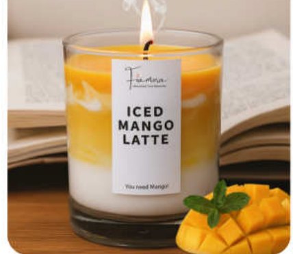 Mango Latte Scented Glass Jar Candle for Gift and Home Décor in Karol Bagh