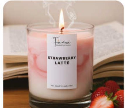 Strawberry Latte Scented Glass Jar Candle for Gift and Home Décor in Karol Bagh