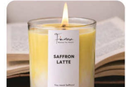 Saffron Latte Scented Glass Jar Candle for Gift and Home Décor in Mathura