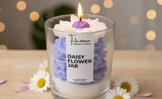 Daisy Flower Jar Decorative Artisan Candle for Gift and Home Décor in Champhai