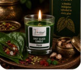 Paan Scented Votive Glass Candle for Gift and Home Décor in Bengali