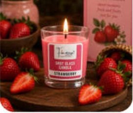 Strawberry Scented Votive Glass Candle for Gift and Home Décor in Chennai