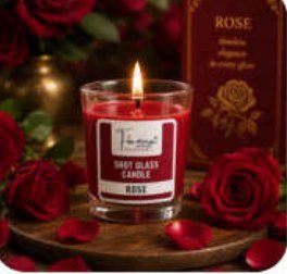 Rose Scented Votive Glass Candle for Gift and Home Décor in Gateway to Islands